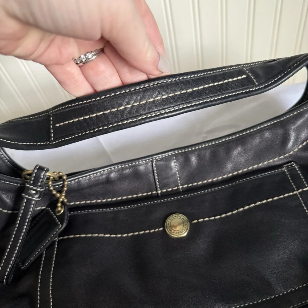 COACH Ergo Black Leather Crescent Shoulder Bag Purse Handbag Y2K